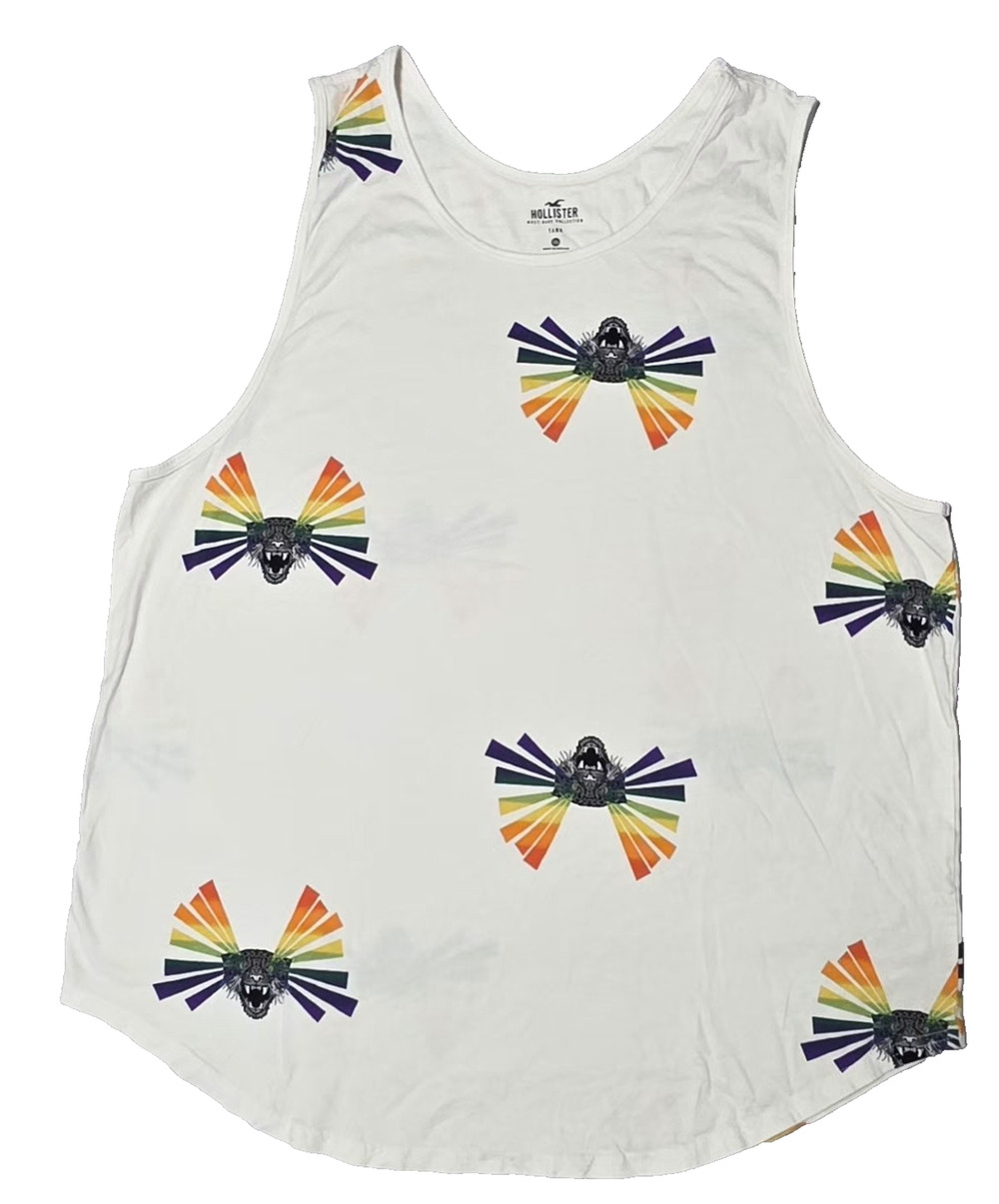 Hollister Must-Have Collection Pride Rainbow Panther Tank Top White XXL